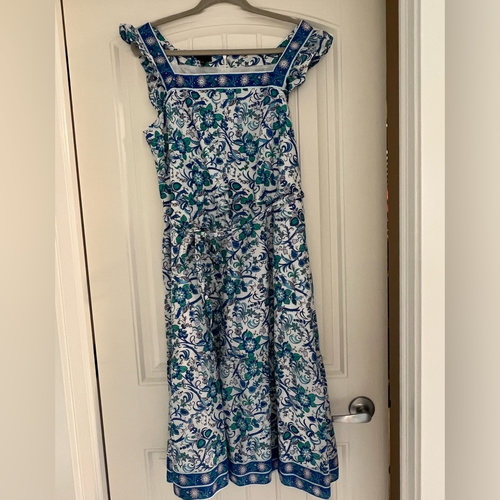 Talbots Blue and White Floral Midi Dress